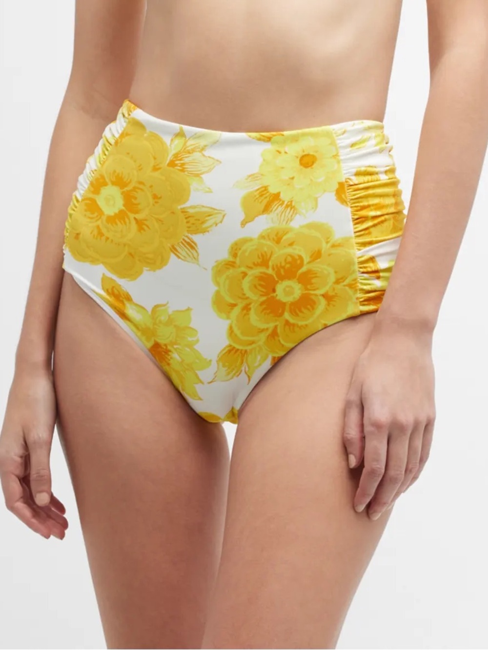 NWT Alemais Yellow Marigold Sonny High-Waist Floral Bikini Bottoms